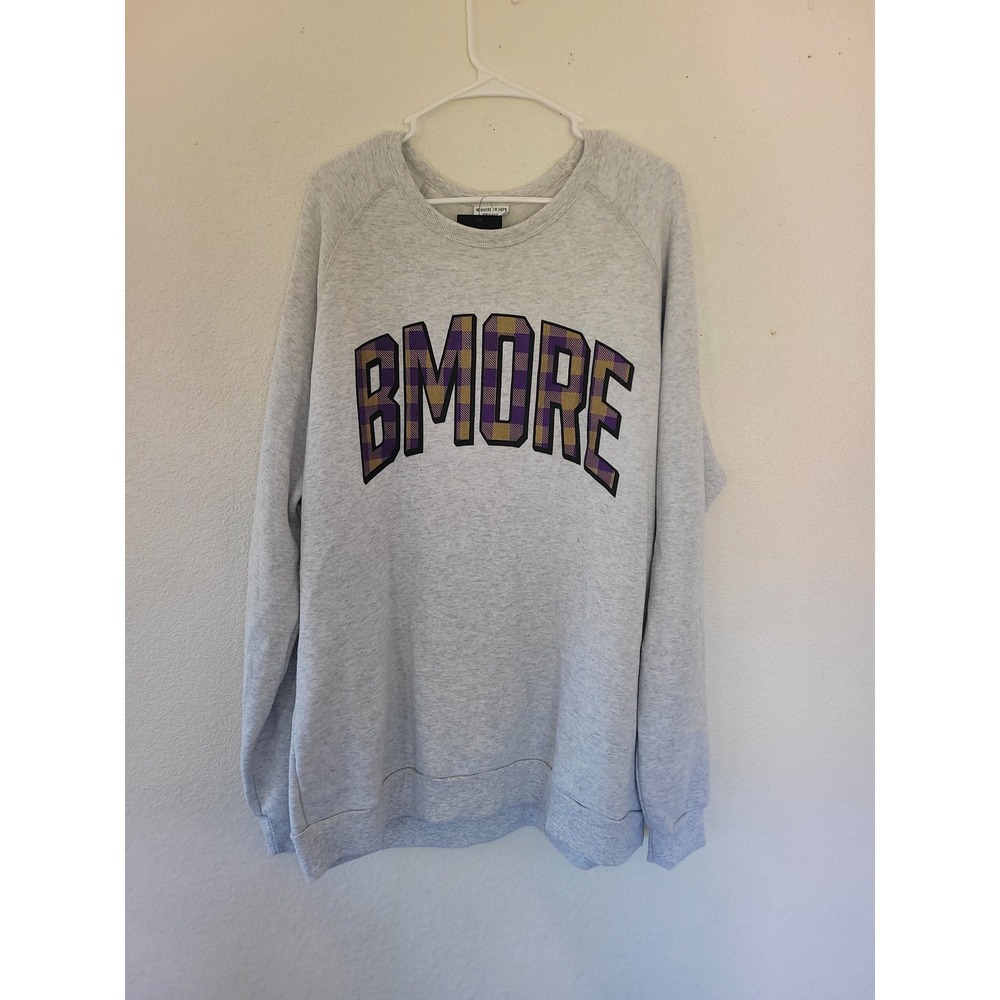 Where I'm From Bmore Sweatshirt XX-Large Gray Purple Plaid Baltimore #17